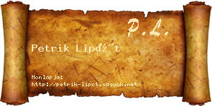 Petrik Lipót névjegykártya